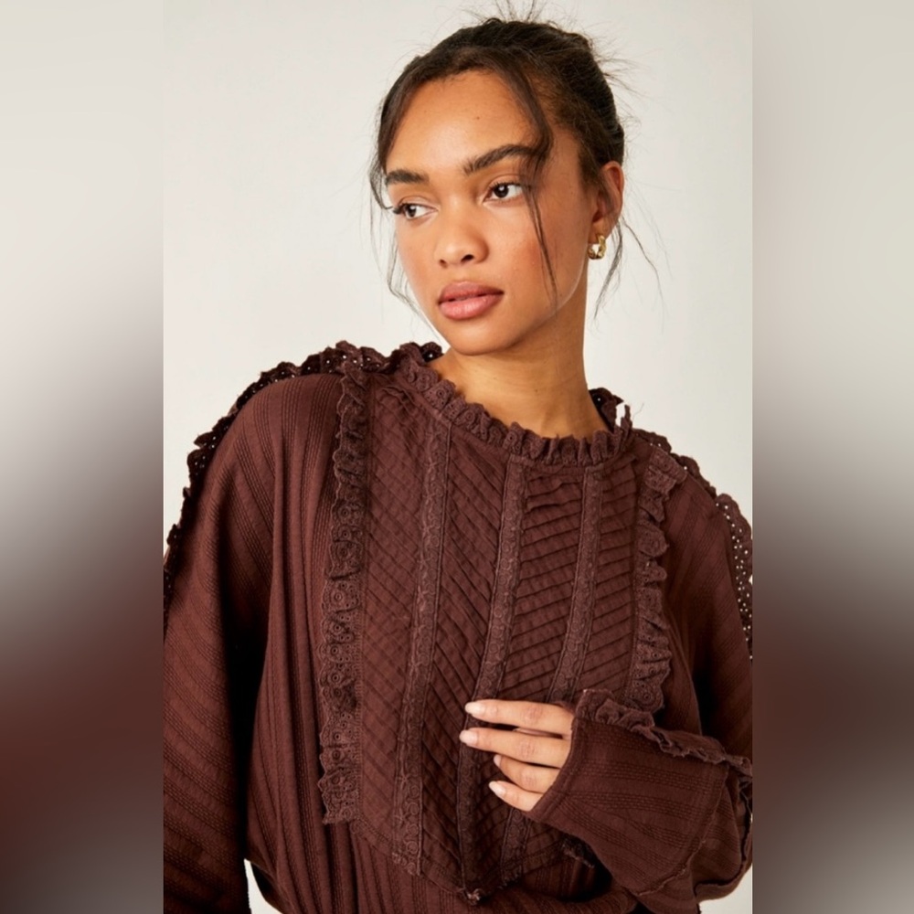 NWT Free People More Romance Top in Cocoa Mocha Size XS and Small - Picture 6 of 9